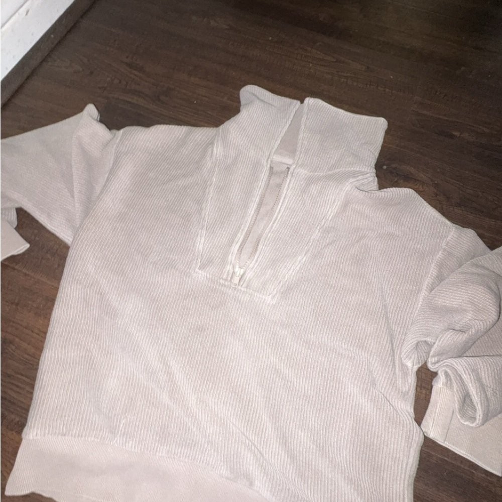Women's beige quarter zip Sweater